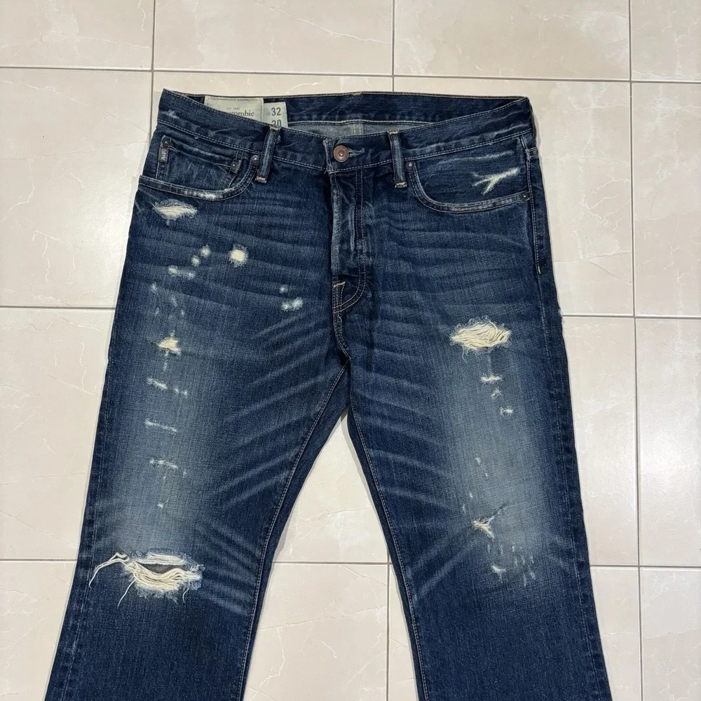 VTG Y2K Abercrombie Fitch Baxter Jeans Men's 34x31 Low Rise Slim Boot Distressed